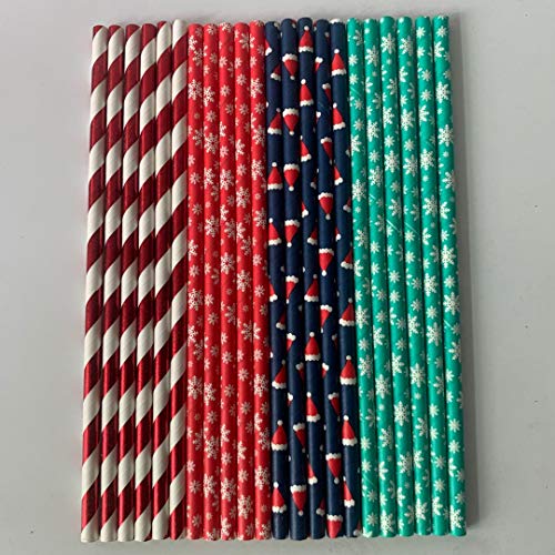 Pitillos de papel biodegradables navideños 100 pzas 19.7 cm miniatura 2