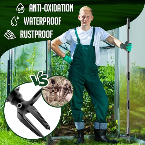 Faber-Castell WEED PULLER TOOL 63 Inch Stand Up Heavy Duty Weed Remover Tool & 4 Claw Steel Head, 4 Lengths Of Adjustable Garden Tools, Detachable Weed Puller thumb #3