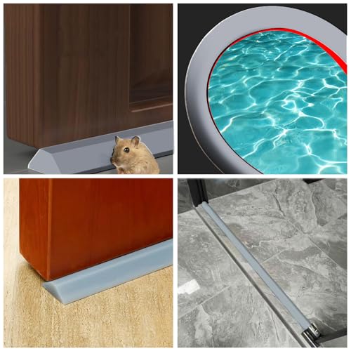 Tira de sellado de silicona para umbral de ducha, barrera impermeable de 100 cm para bañeras, fregaderos y cocinas, protector de borde gris para una máxima prevención de fugas