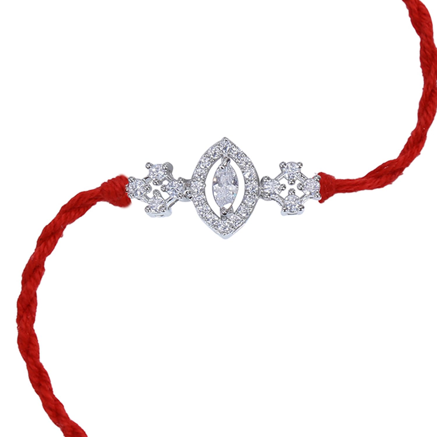 Ananth JewelsMen's Cotton 92.5 Sterling Silver Rakhi Bracelet for Brother (Red)