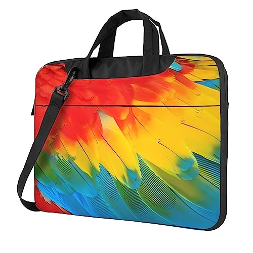 Sac ordinateur portable plumes de perroquet étanche avec anse et sangle