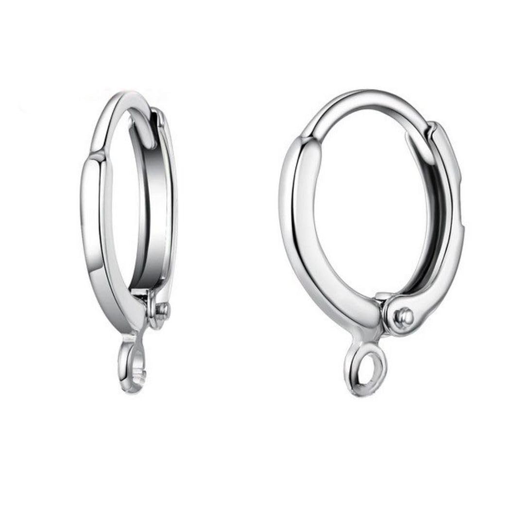 Adabele autentyczne srebrne kolczyki Huggie Hoop Leverback 12 mm (0,47 cala) okrągłe złącze do uszu SS88-3