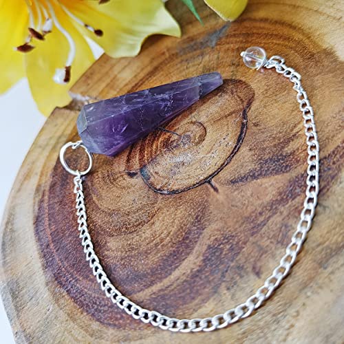 Image of Amethyst Point Pendulum For Feng Shui & Vastu | Crystal Products For Reiki | Natural Gemstone Dowsing Pendulum