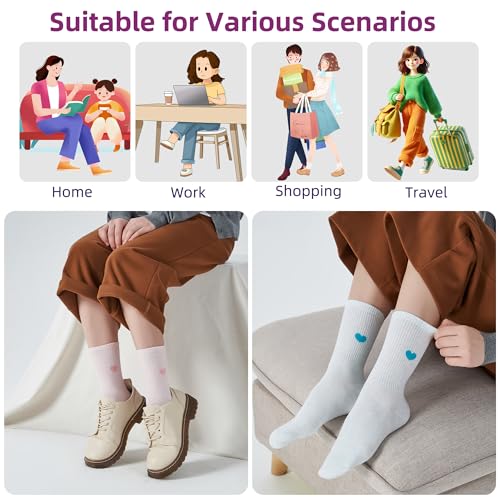 Image of inhees Women's Cotton Crew Socks - 6Pairs Above Ankle Fun Cute Heart Bootie Dress Socks - Gifts for Mother /Her