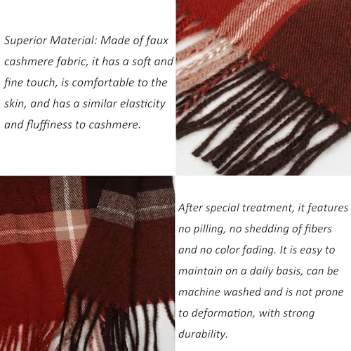UTOWO Winter Scarf for Women Shawl Cashmere Feel Tassel Plaid Large Oversized Scarves Wraps4