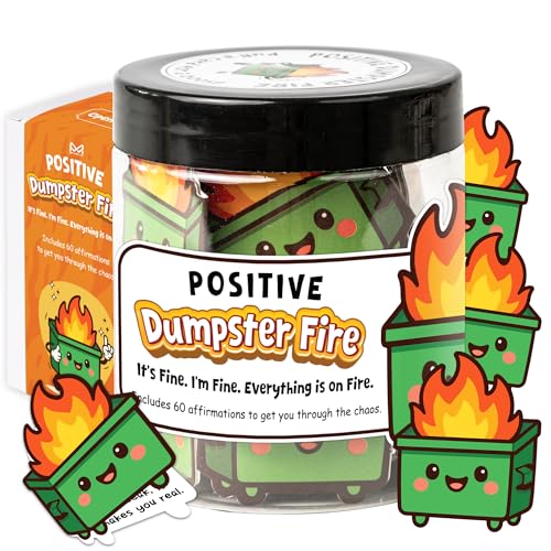 Positive Dumpster Fire Jar, Emotional Supports 60 Affirmation Cards for Women,...