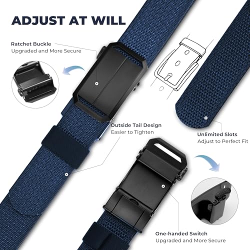Men's Stretch Nylon Belt with Ratchet Buckle, Casual Golf Hiking Elastic Webing Belt, Adjustable Comfort Fit2