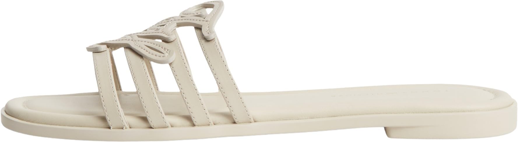 Tommy Hilfiger Women Th Script Flat Mule Lth FW0FW09368 Flat Sandals, BEIGE, 6.5