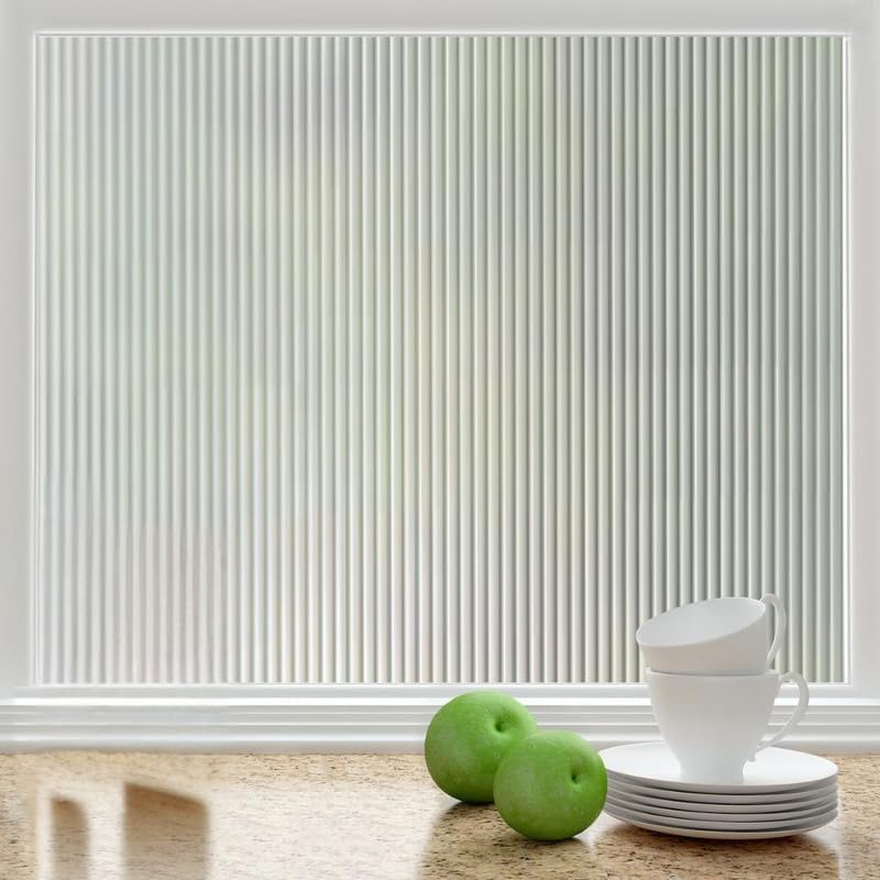HomeVera Fluted GlassFilm Window Film Window Sticker Glass stickerFor Privacy, Sun Control, Decor for Home, Office & Bathroom (12 Inch X 60 Inch)