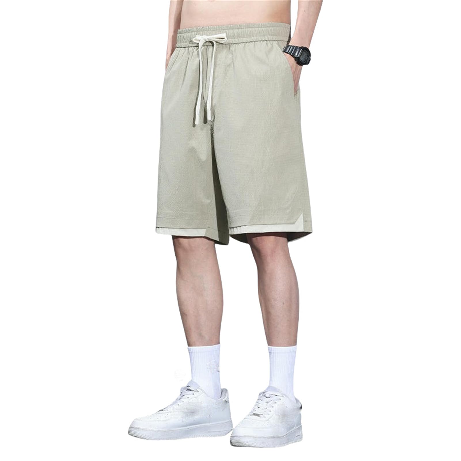 Herren Sommer Freizeit Sport Eisseide Dünne Fünf-Taschen Shorts