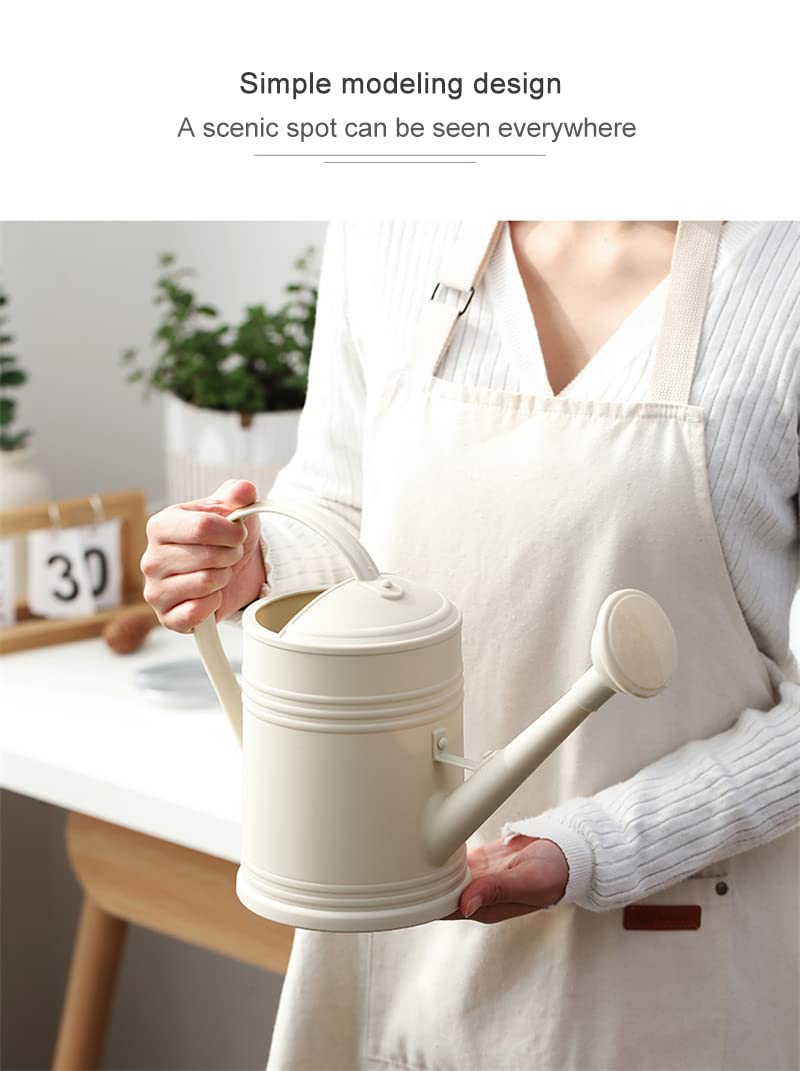 Regadera para interiores y exteriores, pequeña regadera duradera con boquilla larga extraíble, regadera de plástico de alto rendimiento, regadera de plantas de 2 litros de capacidad, color marrón