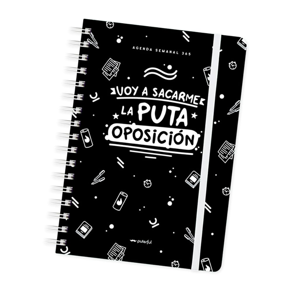 Puterful - Agenda atemporal anual sin fechas - Oposición - Planificador 365 días - Semana vista - Agenda con mensajes