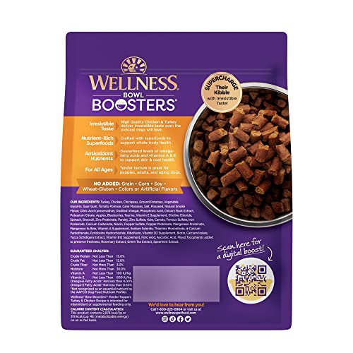 Image of Wellness Tender Toppers (Previously Bowl Boosters), Grain-Free Natural Dog Food Toppers or Mixers, Made with Real Meat (Turkey & Chicken, 2-Pound Bag) (Pack of 2)