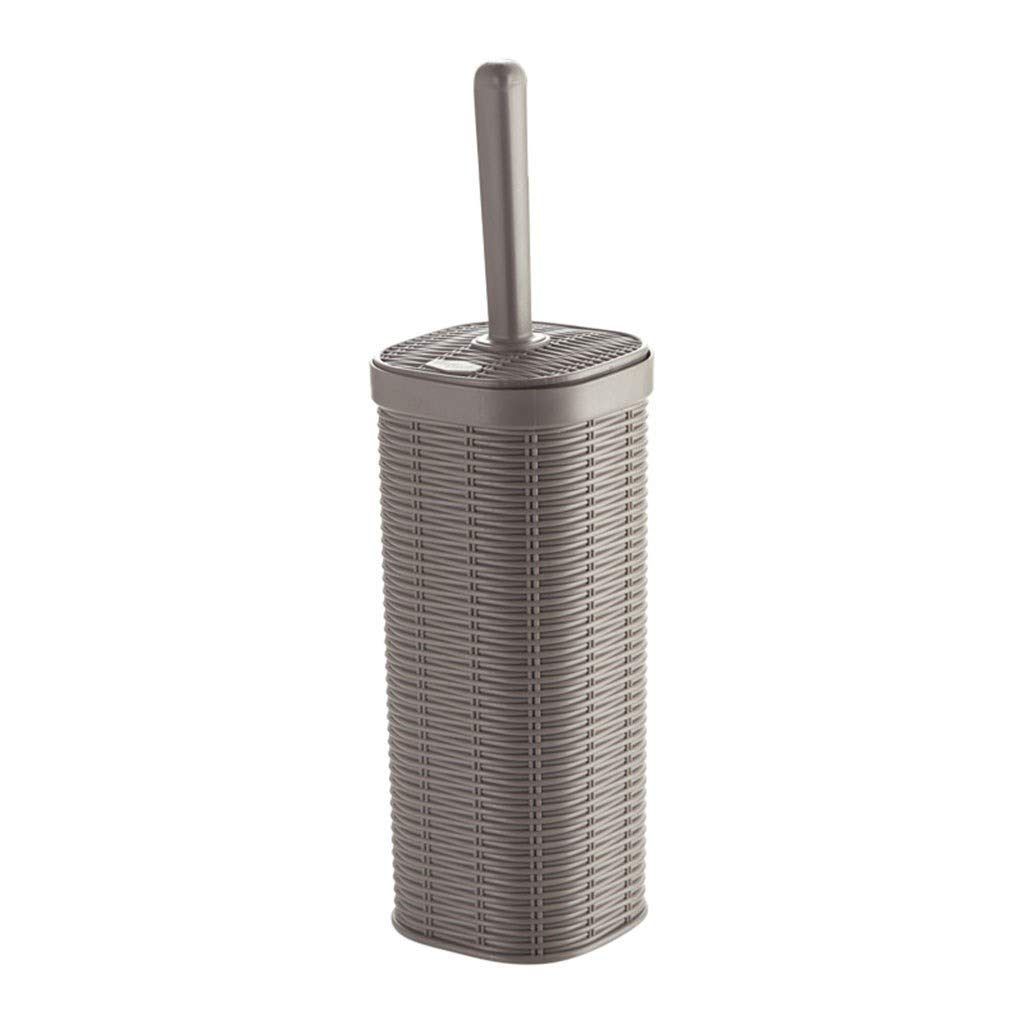 Brosse WC avec support MU marron chocolat en imitation rotin et son manche long