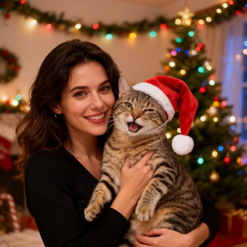 Sombrero de Santa para perros y gatos navideño miniatura 3