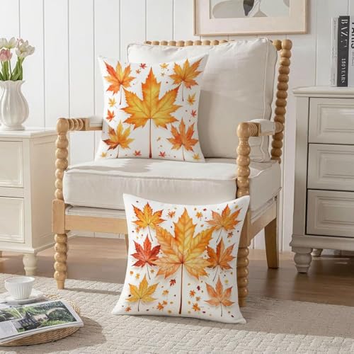 Housse de coussin 70x70 cm orange en velours imperméable (lot de 2)