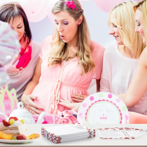 Image of Jetec 302 Pcs Strawberry Theme Baby Shower Games, 6 Games, 50 Sheets Each, Baby Shower, Word Scramble, Word Search, Predictions and Advice, The Price is Right