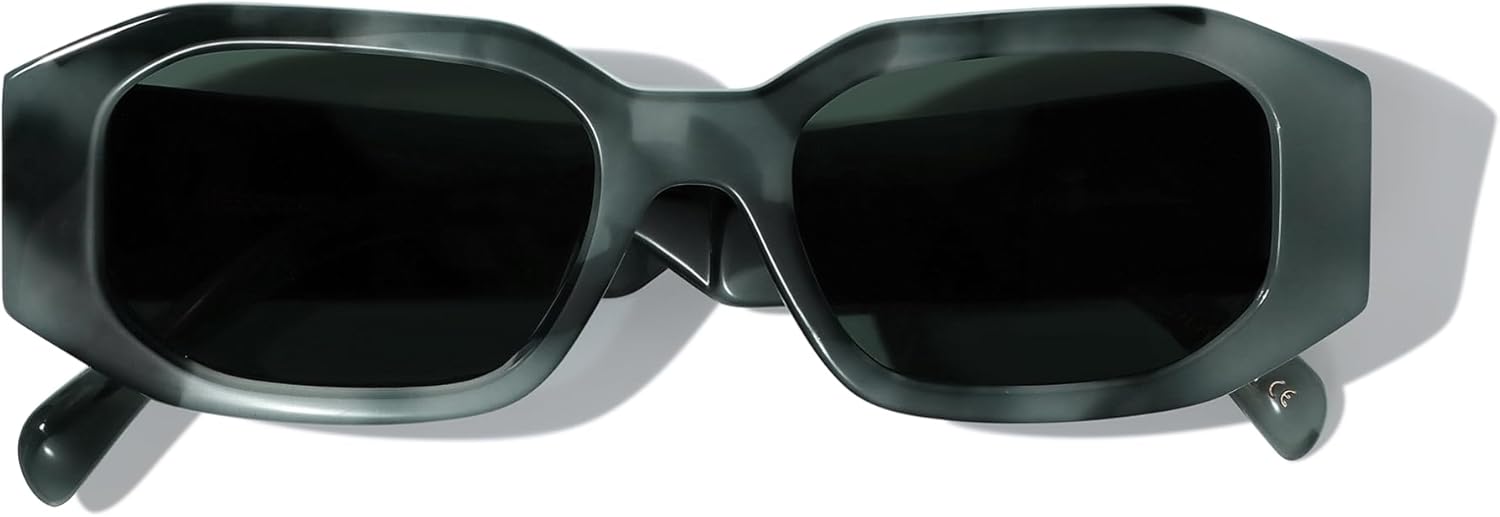 Womens Rectangle Trendy Sunglasses Octagon Sunglasses Men Cool Sun Glasses Retro Shades UV Protection Fashion Acetate - Image 3