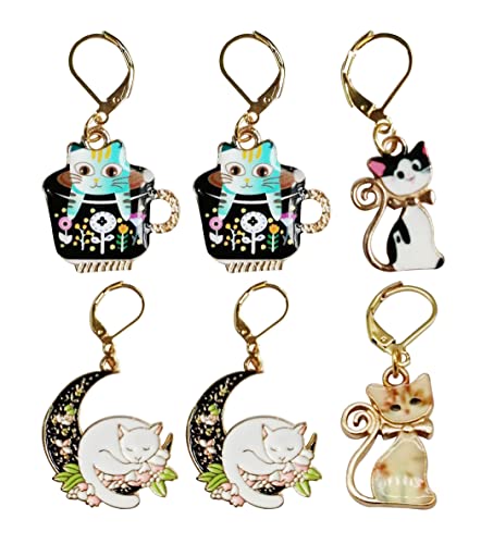Sexyppl 6pcs Cat Crochet Removable Locking Stitch Markers for Knitting and Crocheting Cute Metal Charms Great Gift Knitting Supplier