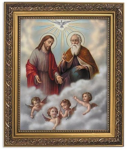 Gerffert Collection Holy Trinity Framed Portrait Print, 13 Inch (Ornate Gold Tone Finish Frame)