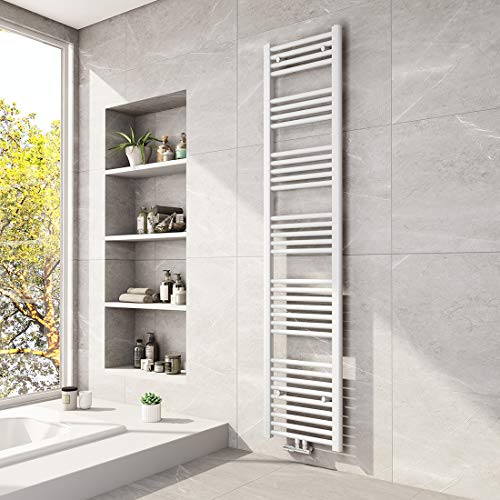Preisvergleich Produktbild Meykoers Badheizkörper 1800x400mm Handtuchtrockner Mittelanschluss Weiß 990 Watt, Design Heizkörper Handtuchwärmer Heizung Radiator Heizkörper für Bad