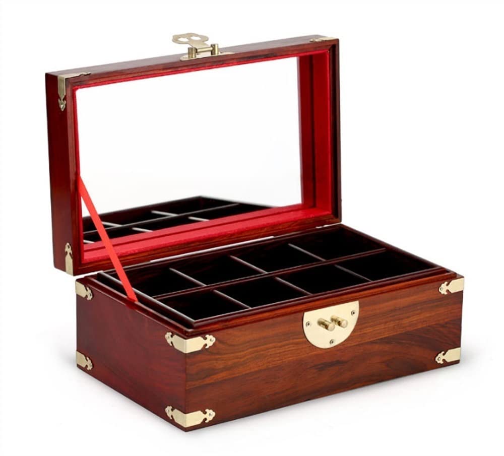 TIANQIHAO Wooden Jewelry Box, Jewelry Organizer Box With Mirror, Jewelry Storage Box, Travel Jewelry Case For Necklaces, Earring, Rings, Watches
