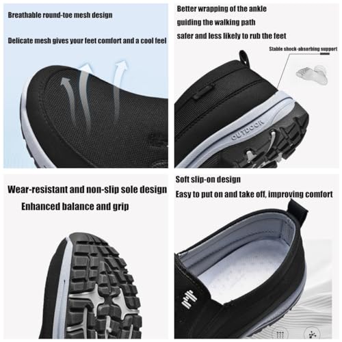 Auguscare Shoes Men, Men's Arch Support Slip-on Canvas Loafers, Men's Mesh Breathable Walking Shoes, Outdoor Casual Non Slip Orthopedic Sneakers4