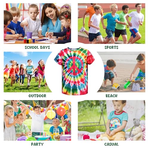 Image of Boys Tie Dye Shirts 3-12 Years Hippies Crewneck Kids Short Sleeve Tee