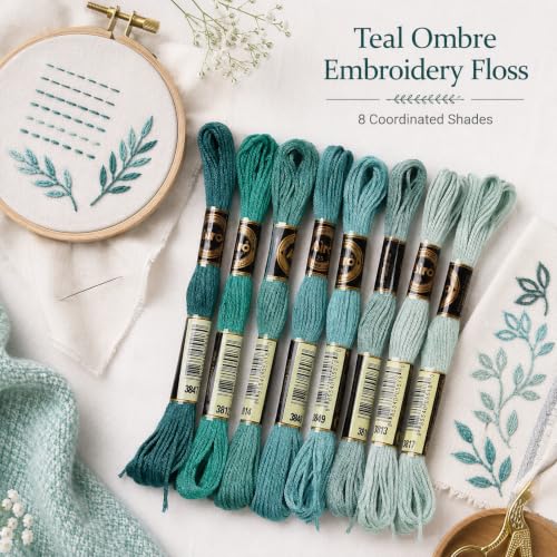 Image of FASHEWELRY 70 Yards Handmade Polyester Embroidery Floss Crewel Cross Stitch Threads 0.5mm 6-Ply Embroidery Thread Bulk for Beginners Adult DIY Sewing Knitting Supplies (Light Sea Green)