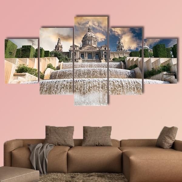 Genérico 5 Piezas de Arte de Pared Impresiones en Lienzo El Palau Nacional Situado En Barcelona...