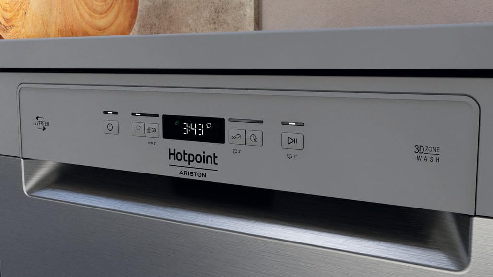 Hotpoint HFC3C33WX Lave-vaisselle Pose-libre 14 Couverts Zone Wash 3D Active Dry Moteur Inverter Silencieux 43 dB Classe Énergétique D 85x60x59 cm Inox