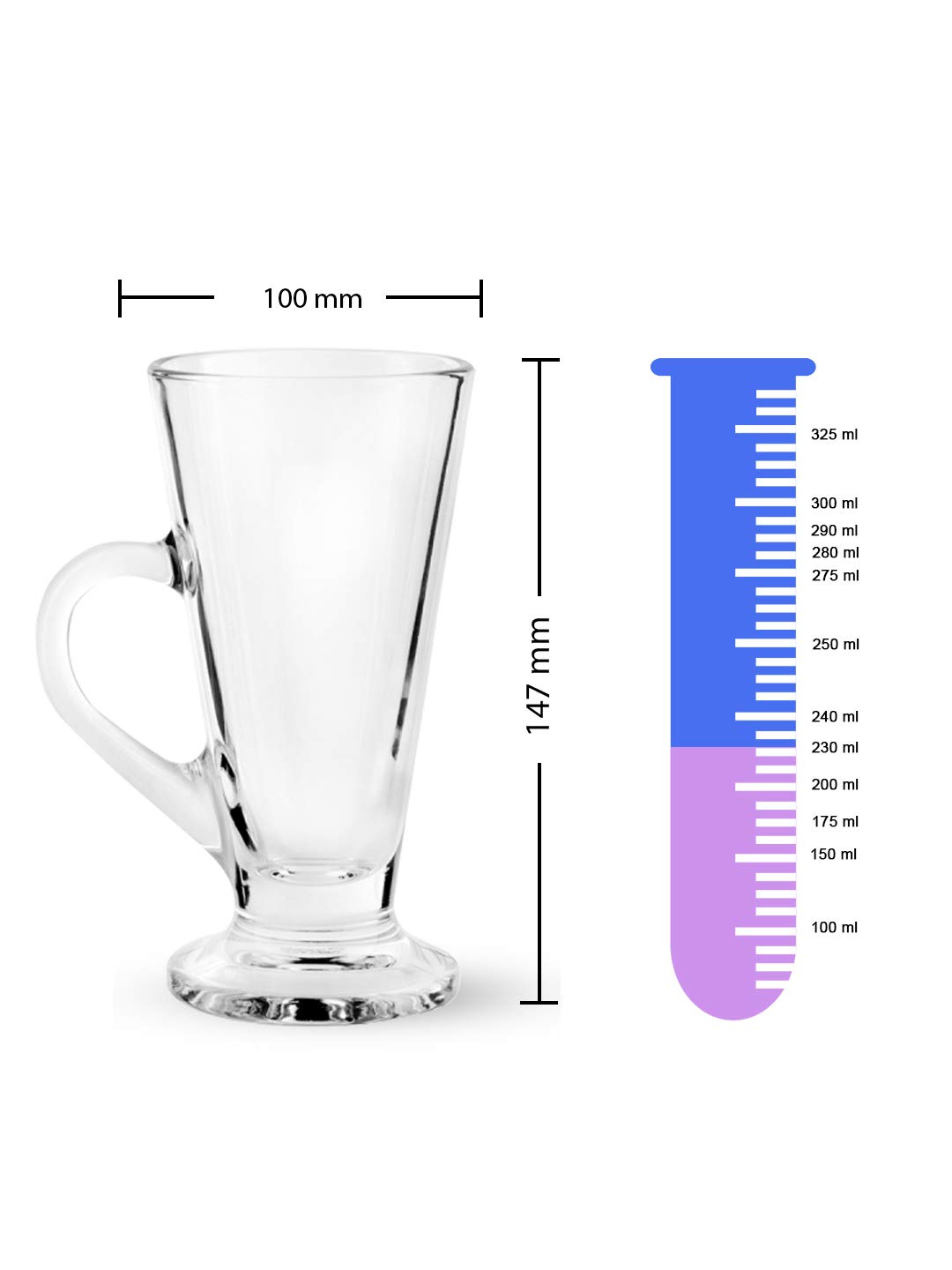 Ocean Glass Kenya Coffee Mug Set - 6 Pieces, Transparent, 230ml | Stylish Glass Mugs for Coffee, Tea, and Hot Beverages | Durable and Elegant Perfect for Home & Cafes. - Image 5 thumbnail