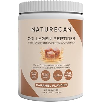 NATURECAN Collagen Peptides - 600 g - Caramel - With Vitamin C Zinc & Copper - 12.5 g Collagen per Serving - Easily Soluble - Made in Germany