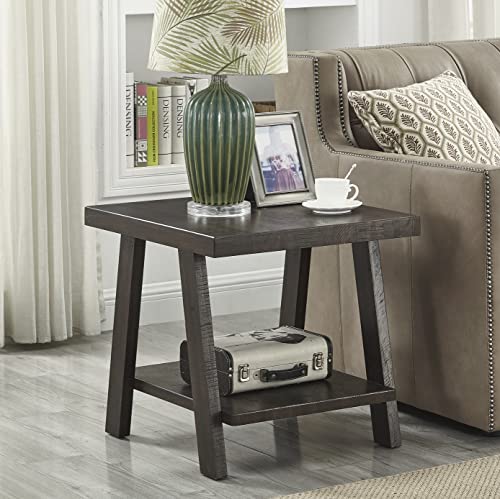 Roundhill Furniture Athens Contemporary Wood Shelf End Table, Weathered Espresso by Roundhill Furniture - Used condition - US$38.50