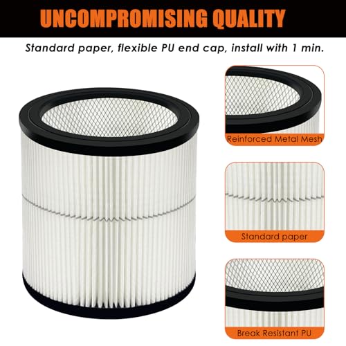 Image of 17884 Replacement Filter Fits Craftsman 6 8 12 16 Gallon Wet Dry Vacuums, Replaces 9-17884 General Purpose Vac Filter with 2x Wet Foam- 2 Pack