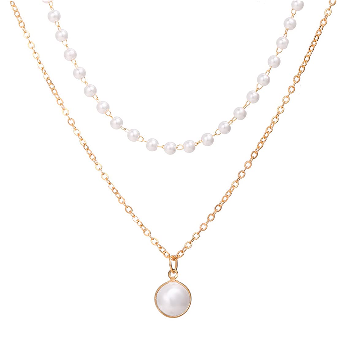 Jewels Galaxy Pearl Gold Plated Double Layer Necklace Jewellery for Women (CT-NCKI-44230) (B091Q77XQ2) Amazon Price History, Amazon Price Tracker