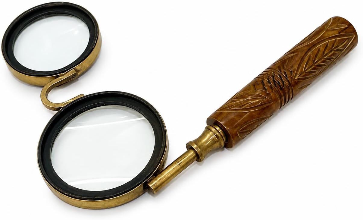 10X Antique Brass Handheld with Wooden Handle and Real Glass,Best Reading Magnifier for Elderly,Macular Degeneration image 4
