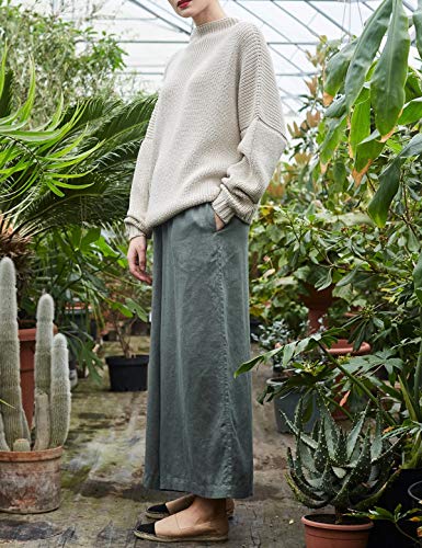 Ugerlov Women's Oversized Sweaters Batwing Sleeve Mock Neck Jumper Tops Chunky Knit Pullover Sweater (Beige, S/M) #TOP2