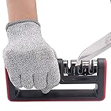 Kitchen Knife Sharpener, 3-Stage Knife Sharpening Tool Helps Repair, Restore and Polish Blades - Reveal a Razor-sharp Blade, (Cut-Resistant Glove Included)