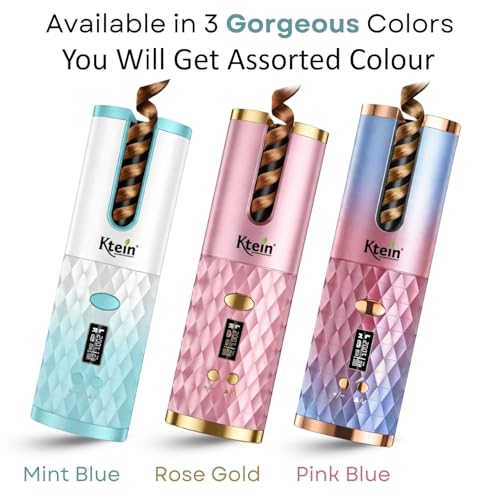 Image of Ktein Cordless Advanced Curl Pro Automatic Hair Curler | Ceramic Tourmaline | Digital Temp Control | USB Charging - Color May Vary