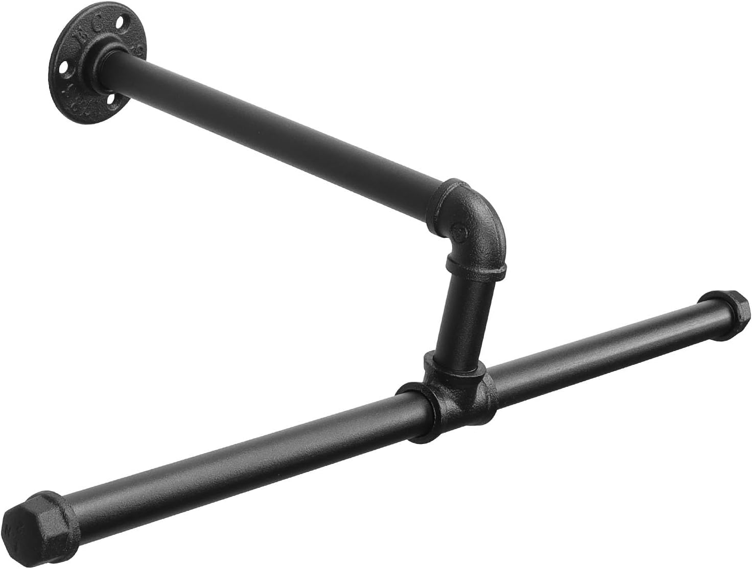 Industrial Pipe Clothes Rack Floating DIY Wall Mounted, Heavy Duty Rustic Vintage Clothing Rod, Metal Garment Bar Space-Saving Hanging for Bedroom, Bathroom and Laundry Room (Black)