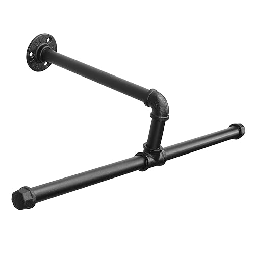Industrial Pipe Clothes Rack Floating DIY Wall Mounted, Heavy Duty