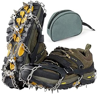 Crampons Ice Cleats for Hiking Boots and Shoes, Anti Slip Walk Traction Spikes, Slip 19 Snow Ice Grippers and Grips, Safe Protect for Hiking Climbing Fishing Mountaineering Walking for Men Women (L)