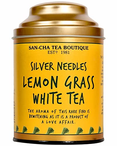 Image of Sancha Tea Boutique Lemongrass White Tea (75X3 Cups), Pure Tea Buds Blended With Real Lemongrass, World Healthiest Tea, Relaxing & De-Stress Tea, Silver Needles White Tea
