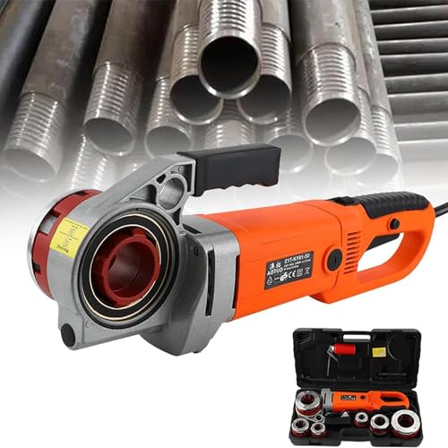 Roscadora portátil Juego de roscado para roscar tubos, máquina roscadora eléctrica de 2300 W, kit de accionamiento eléctrico portátil de alta resistencia, máquina roscadora de tubos con moto