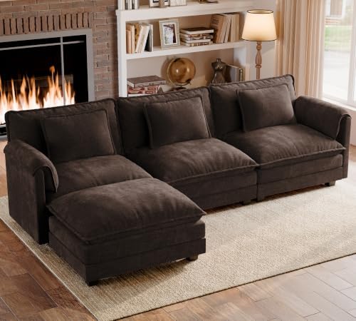 ELUCHANG 113" Oversized Modular Sectional Sofa, Comfy Chenille Cl...