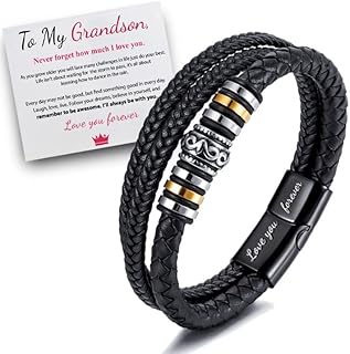 Svana to My Son/Grandson Bracelet From Mom/Grandma,Handmade Braided Mens Leather Bracelets Bangle from Mama/Nana "I Will Always Be With You"Stainless Steel Inspirational Wristband Meaningful Leather Awareness Avenue Son Bracelet Gift