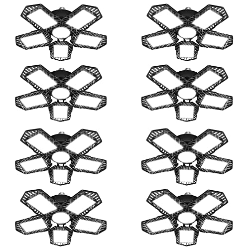 LED Garage Lights 160W 16000LM Garage Lighting, 6500K Three-Leaf Deformable LED Garage Lighting Fixture with Adjustable Multi-Position Panels, Easy-Installation LED Lights Best for Garage, Workshop