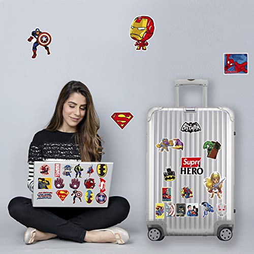 HUASAI Superhero Stickers for Hydro Flask, 100 Pcs Waterproof Vinyl Stickers for Laptop, Luggage, Skateboard, Water Bottles, Bicycle, Guitar, Phone,Trendy Aesthetic Stickers for Kids, Teens
