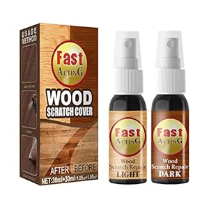 Krassenverwijderingsset voor hout, snel herstel van de glans, reparatieset voor houten meubels, 2-delige natuurlijke krasreparatiespray, houten vloerreparatieset, houten meubel-polish
